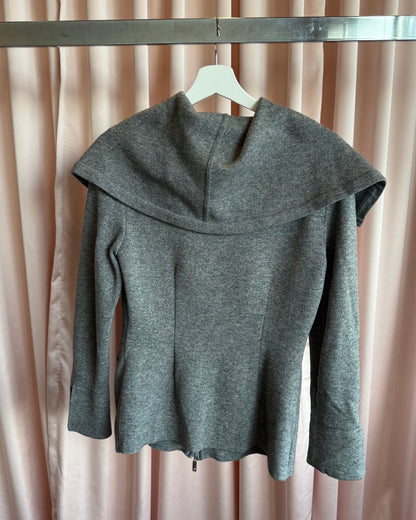 Escada Grey Wool Cashmere Blend Zip Up Sweater