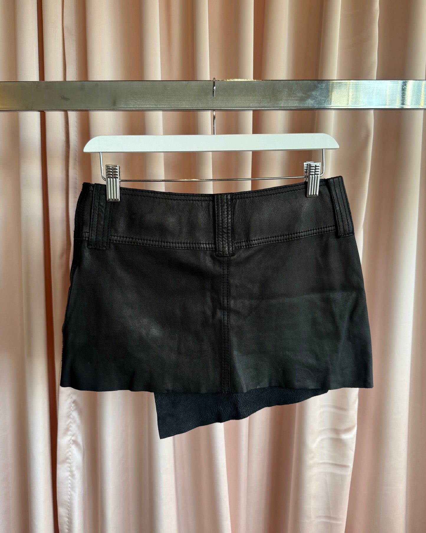 Diesel Black Genuine Leather Moto Mini Skirt