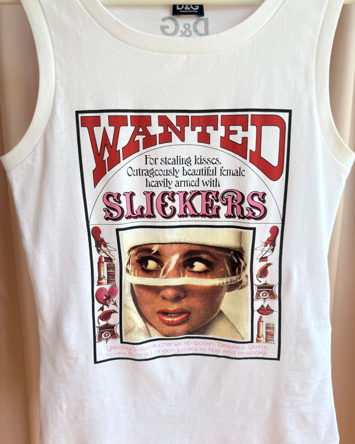 D&G 2000's "Wanted Slickers" Graphic White Tank Top