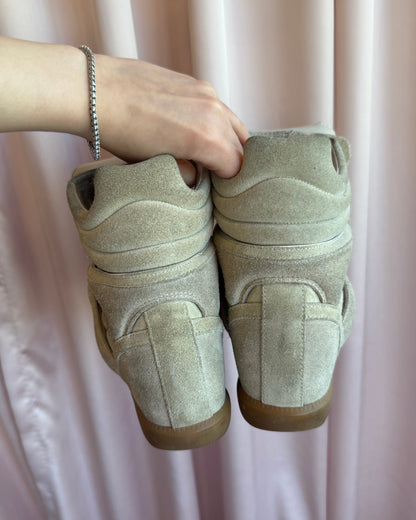 Isabel Marant Bekett Tan Leather Wedge Sneakers