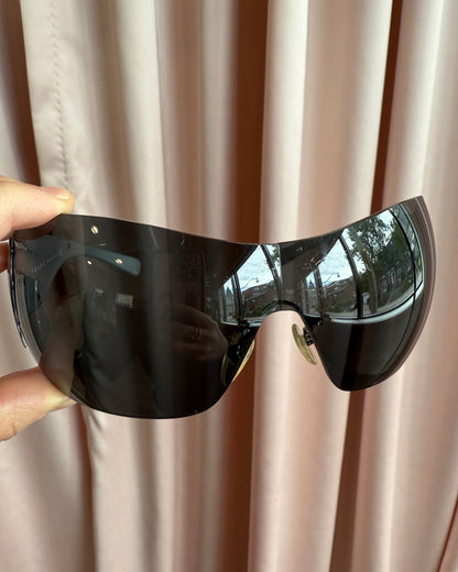 Prada Black & Silver Flame Shield Sunglasses