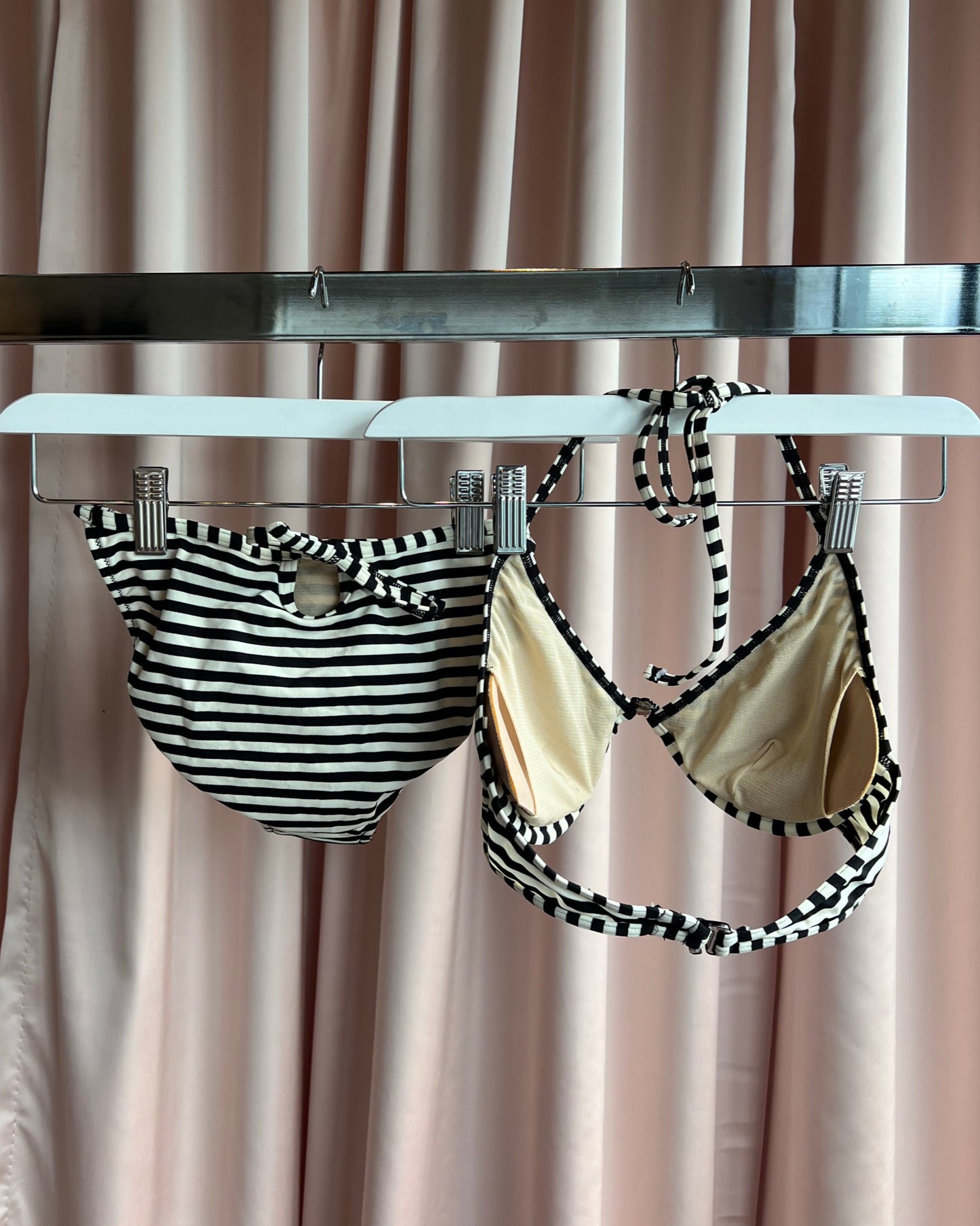 Mary Quant London Black & White Striped Bikini
