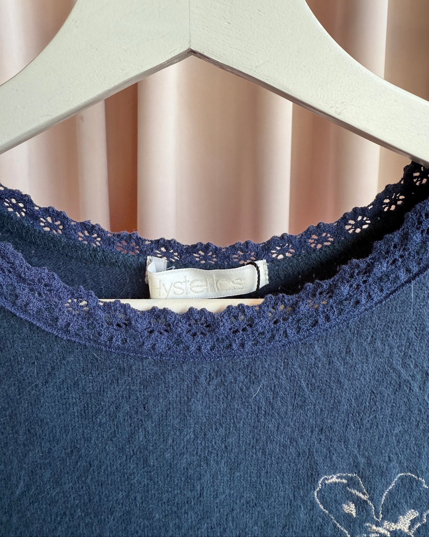 Hysterics Angora Blend Embroidered Skull Bunny Top