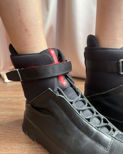 Prada Sport Black Leather Hiking Boots