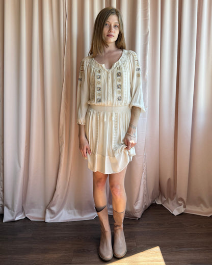 Silk Embroidered Mini Dress