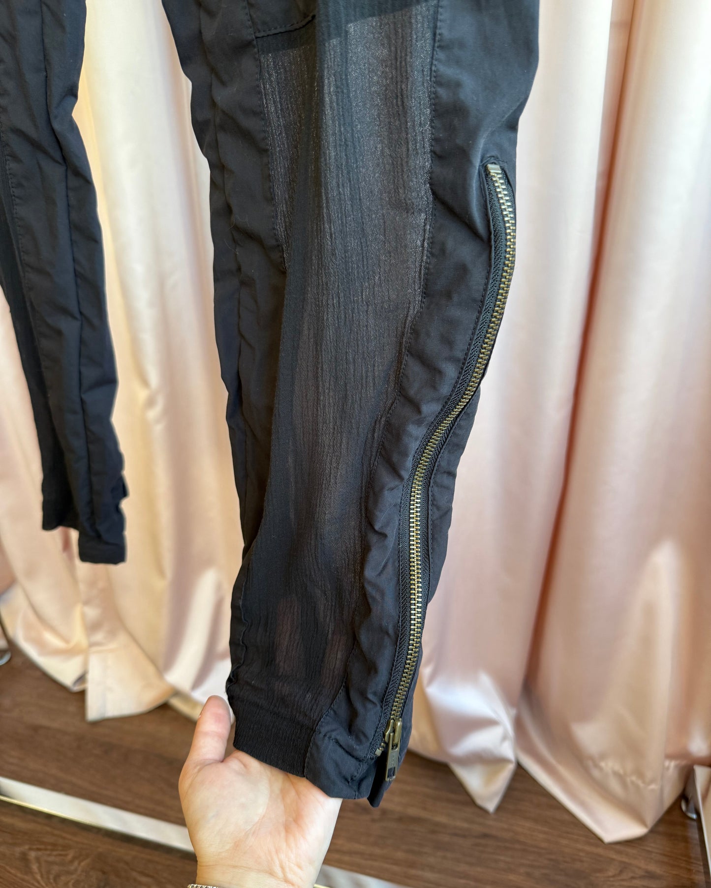 United Bamboo Sample Sheer Black Cargo Pants