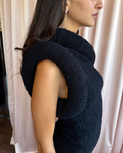 Acne Studios NWT F/W 2024 Black Padded Bouclé-Knit Top
