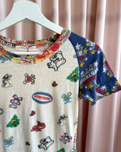 Hysteric Glamour 1990's All Over Print Raglan Short Sleeve Top