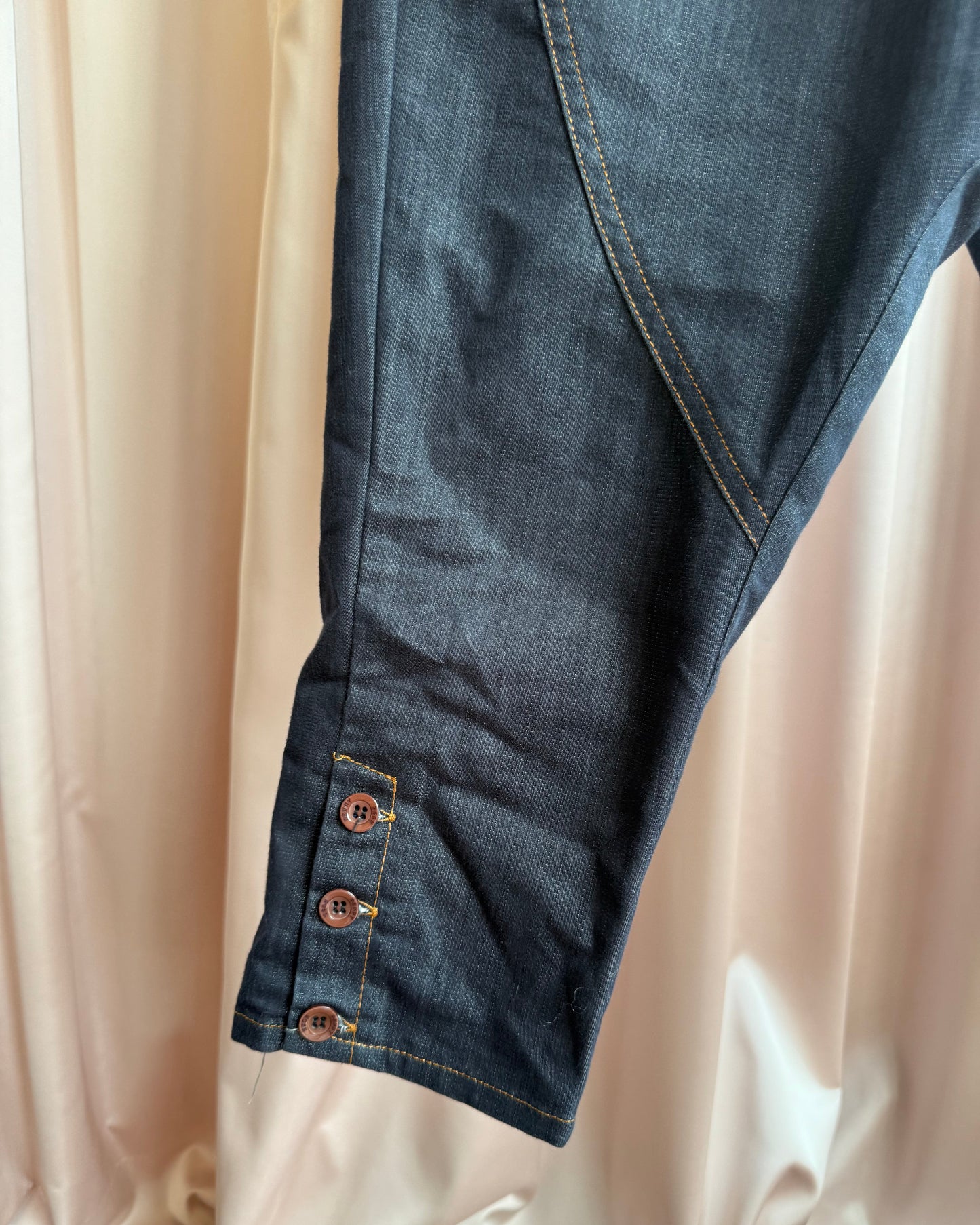 Italian Brand Strapless Sarouel Drop Crotch Denim Jumpsuit