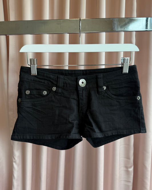 Japanese Brand Low Rise Black Denim Mini Shorts