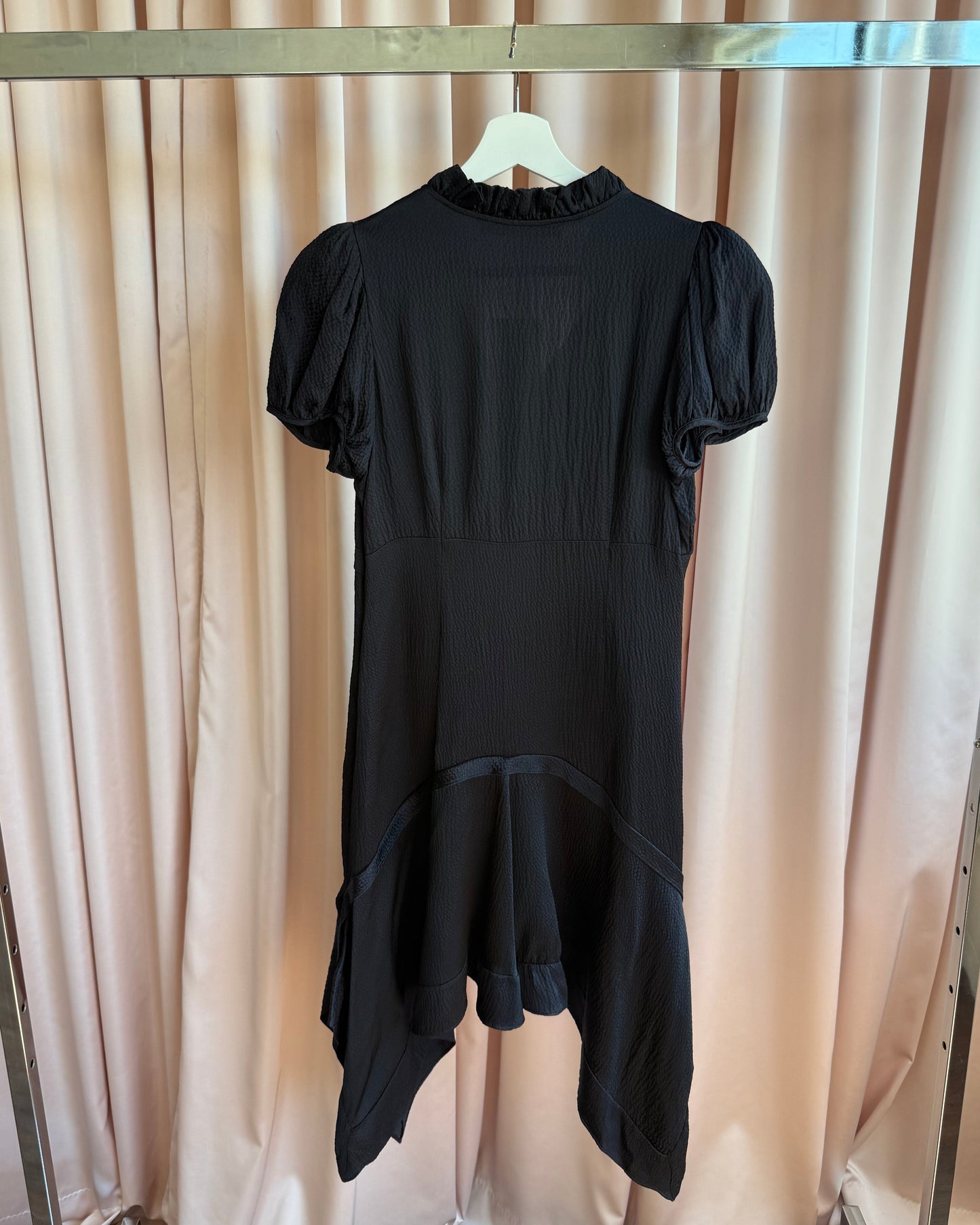 Balenciaga 2007 by Nicolas Ghesquière Black 100% Silk Puff Sleeve Dress