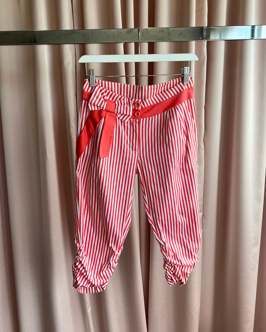 Coral & White Striped Bow Capris