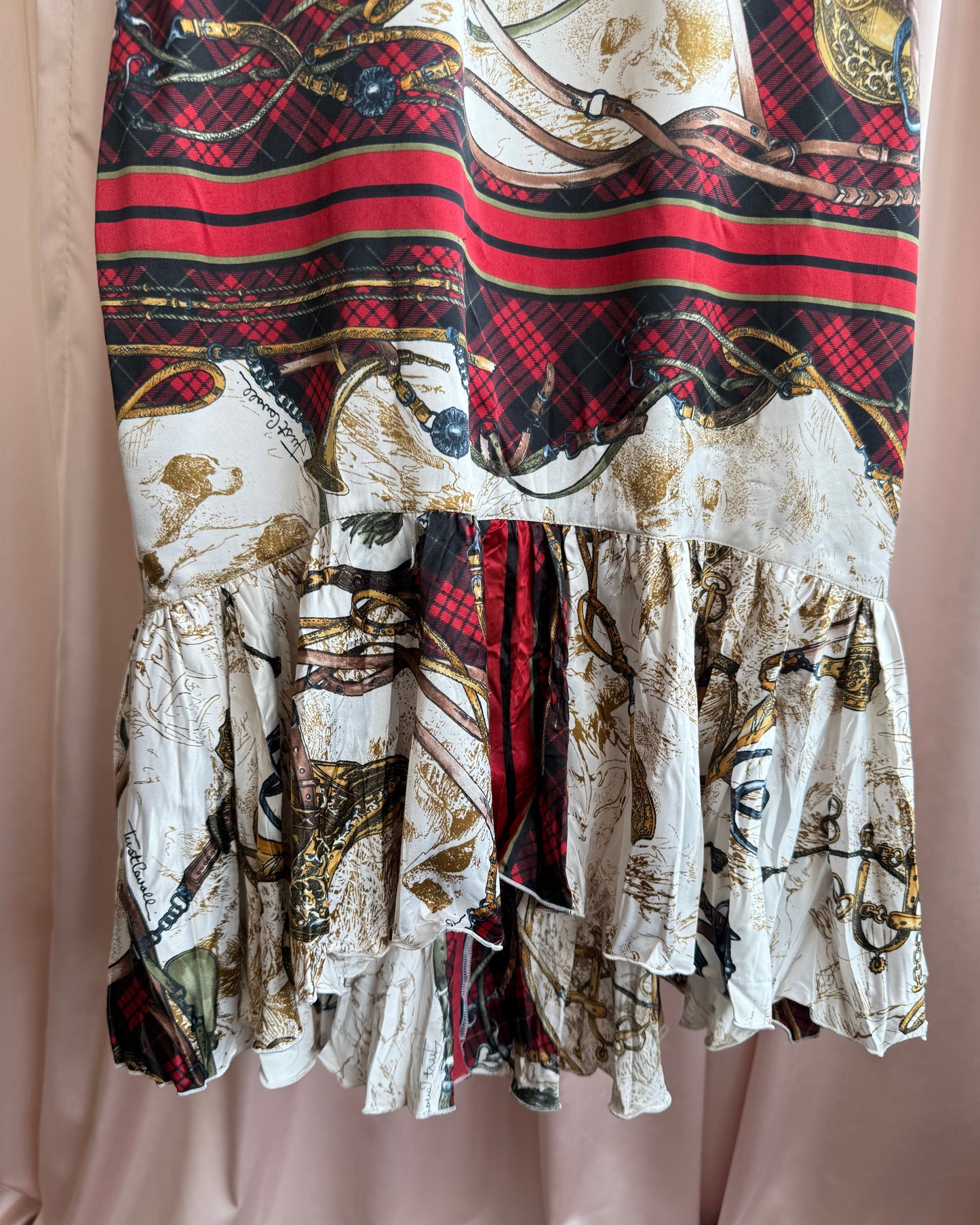 Just Cavalli Satin Equestrian Printed Midi Dress
