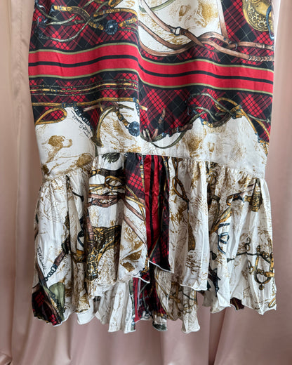 Just Cavalli Satin Equestrian Printed Midi Dress
