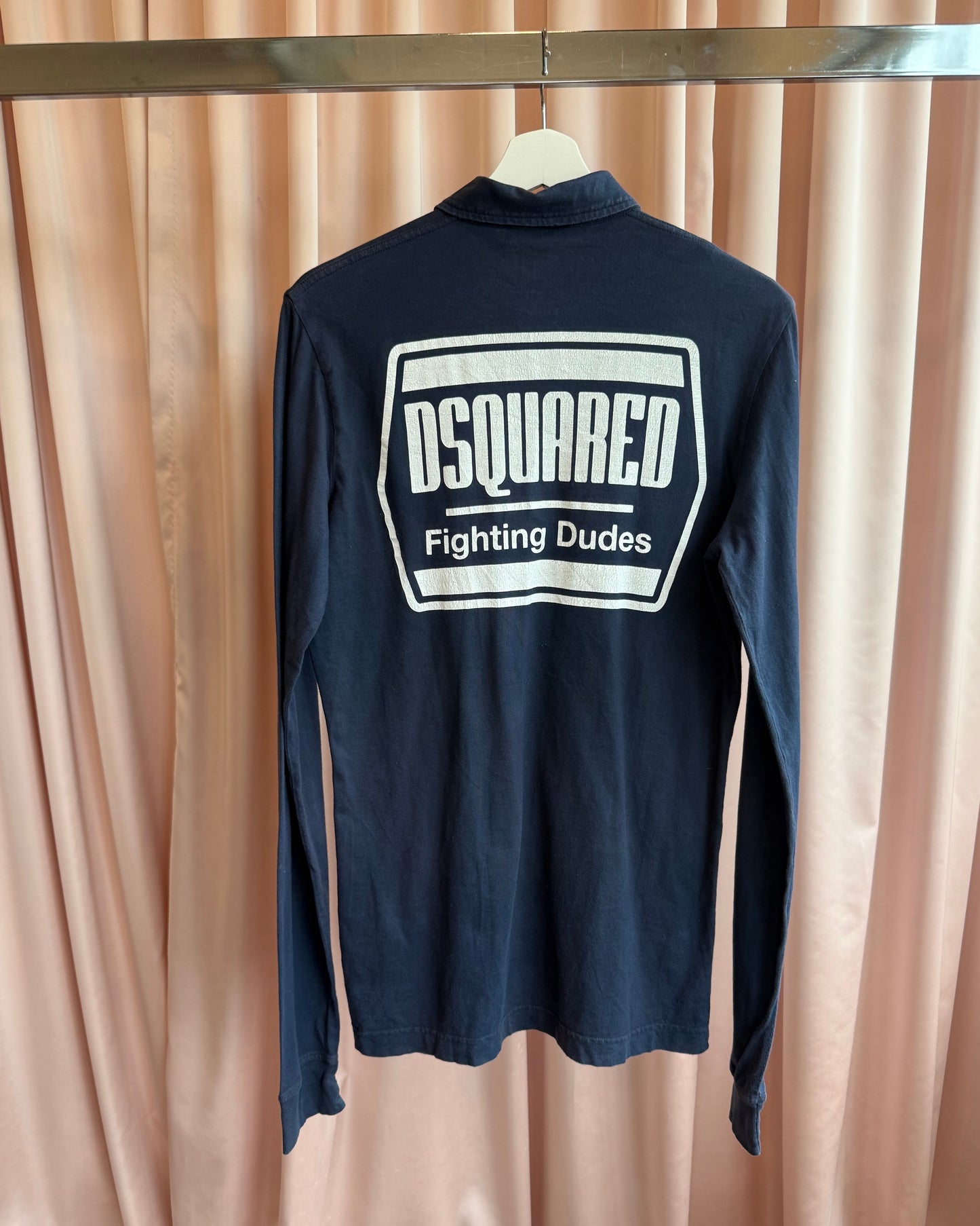 Dsquared² F/W 2007 "Fighting Dudes" Navy Long Sleeve Polo Shirt