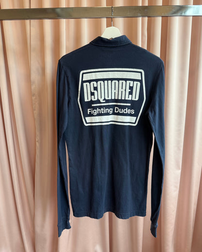 Dsquared² F/W 2007 "Fighting Dudes" Navy Long Sleeve Polo Shirt