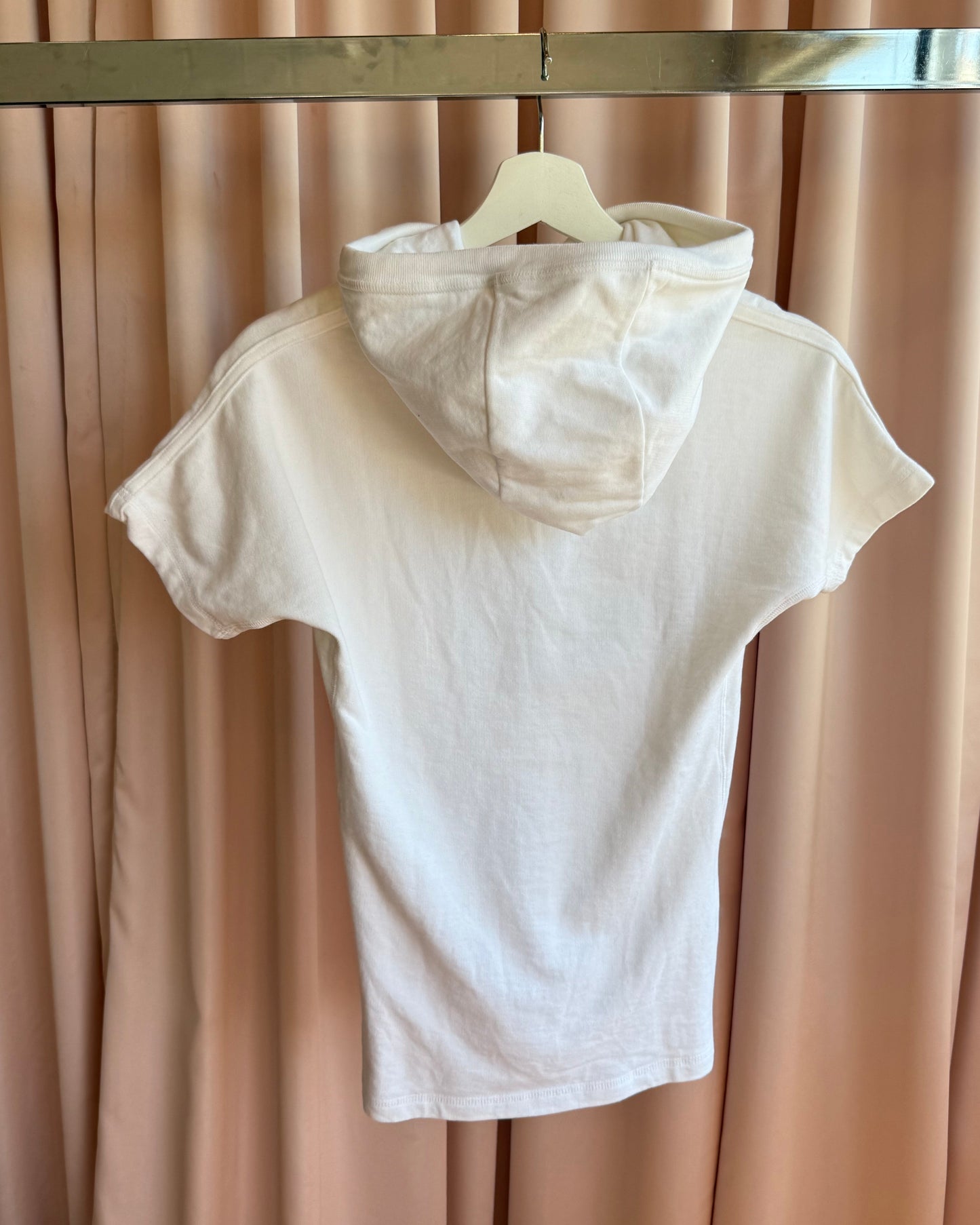 Balenciaga S/S 2012 by Nicolas Ghesquière White Logo Print Hooded Top