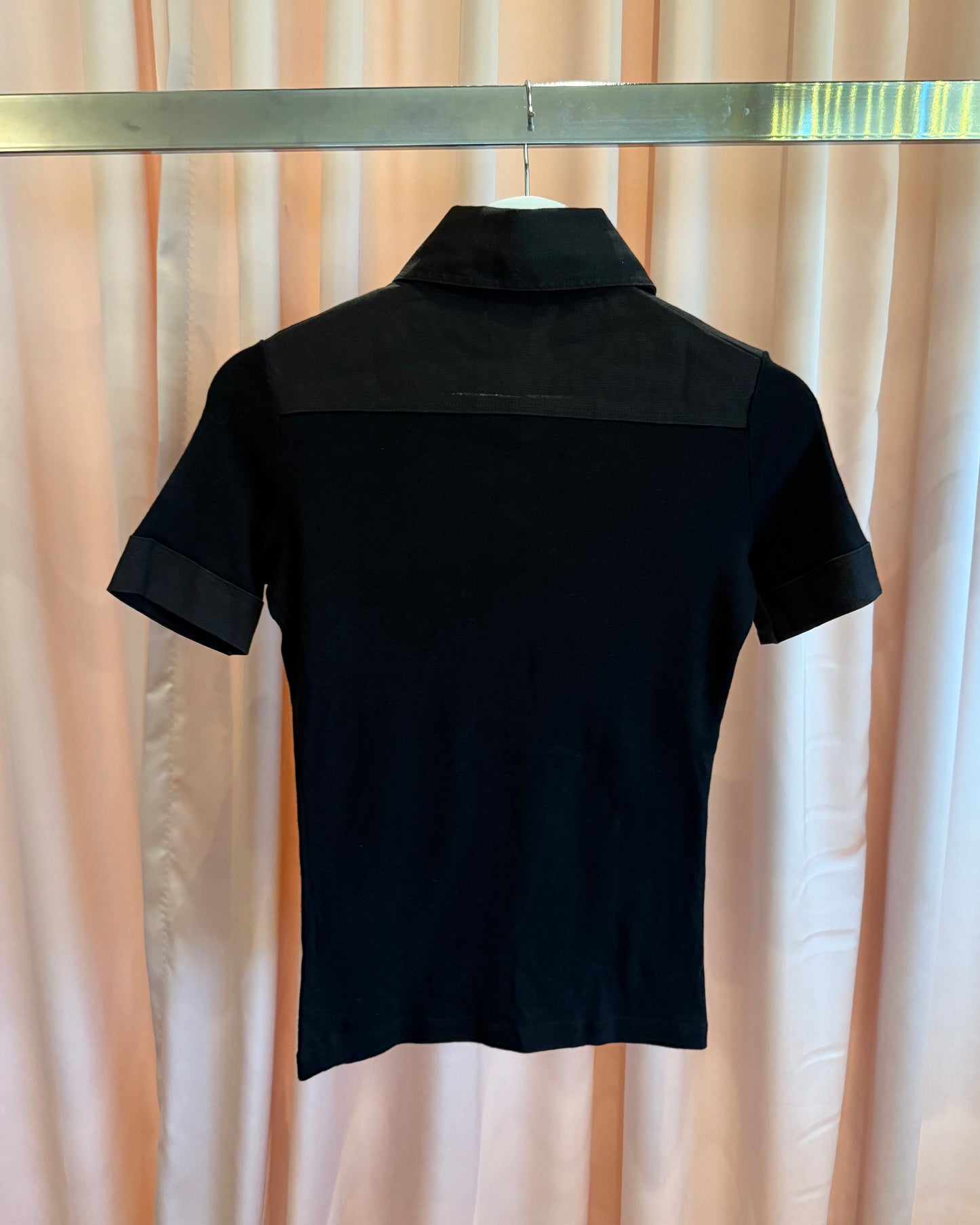 Chloé S/S 2007 Black Cotton & Linen Sailor Button Polo Shirt