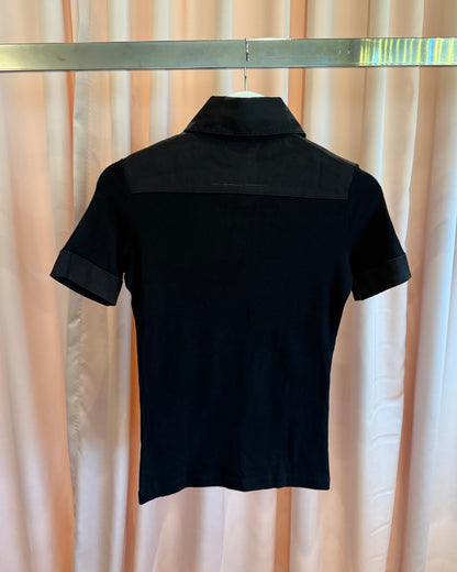 Chloé S/S 2007 Black Cotton & Linen Sailor Button Polo Shirt