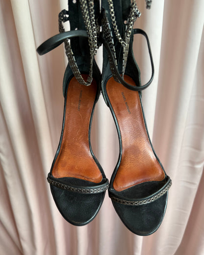 Isabel Marant Black Leather Chain Strap Heels