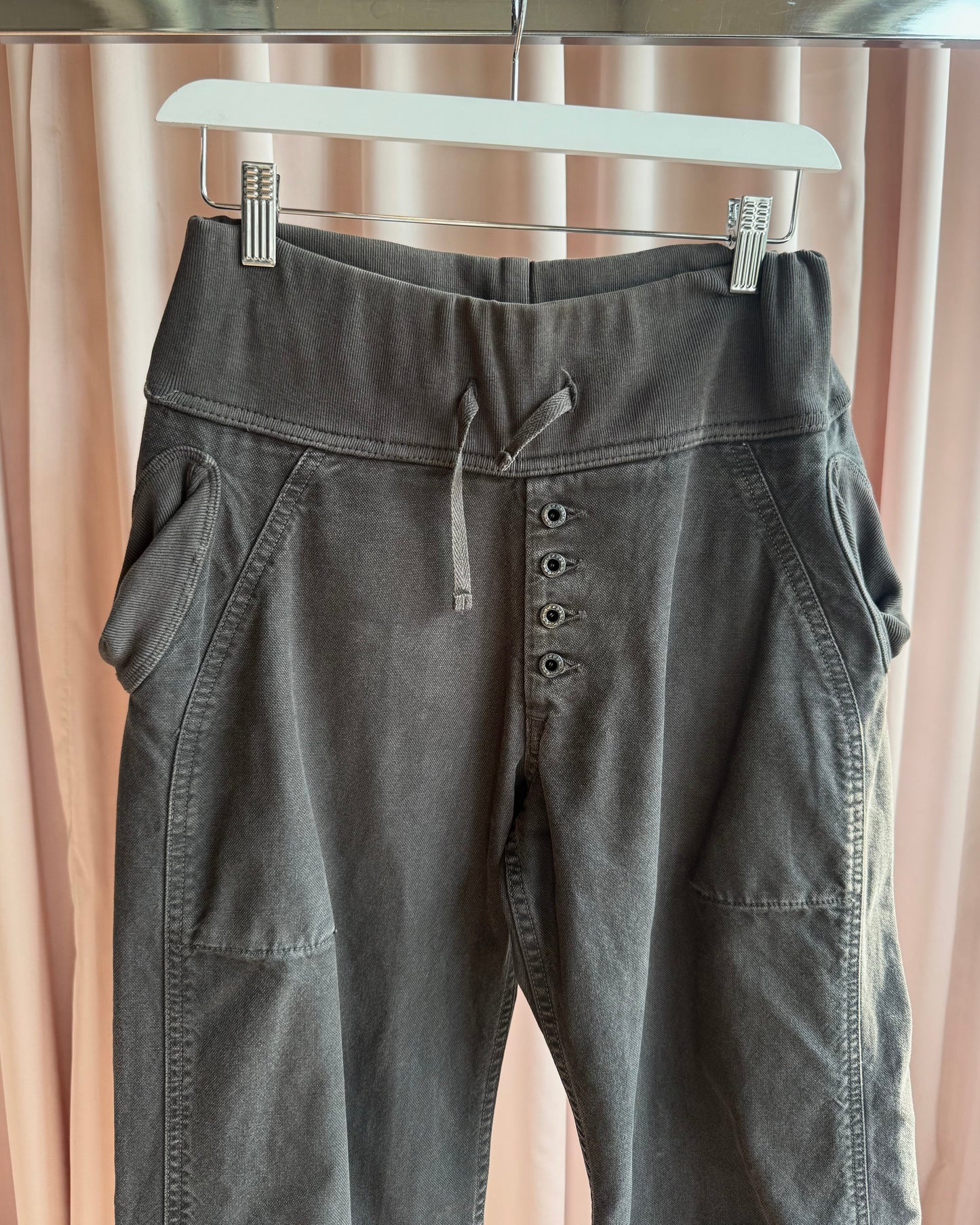 Kapital Dark Grey Cotton Drawstring Wide Leg Pants