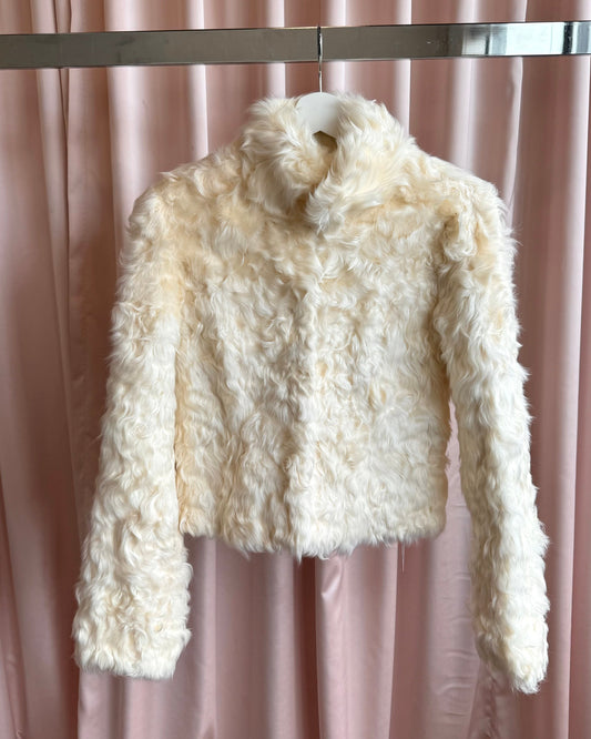 Japanese Brand Genuine Cream Lamb Fur Jacket