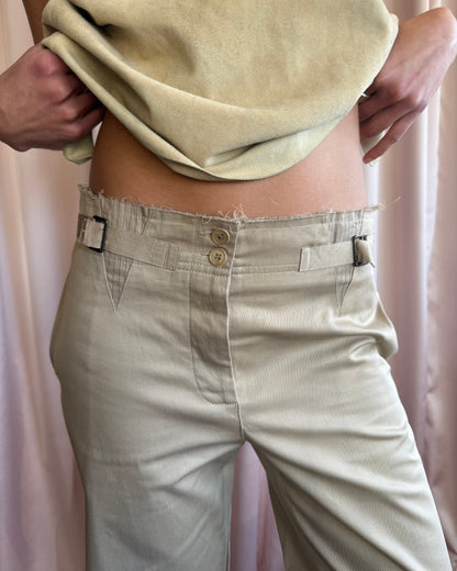 Plein Sud Deadstock S/S 2002 Wide Leg Frayed Waist Trousers