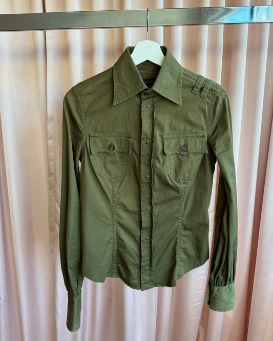 Dsquared² S/S 2003 Olive Green Long Sleeve Button Up Shirt