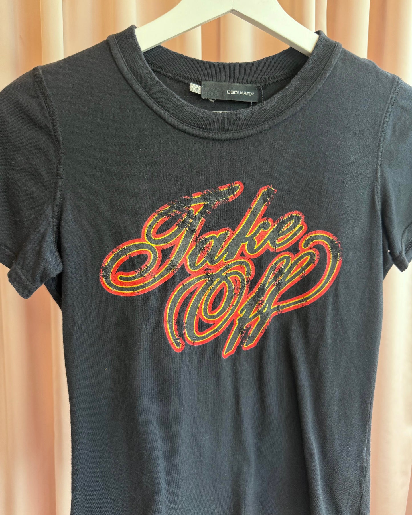 Dsquared² F/W 2004 "Take Off" Black Graphic T-Shirt