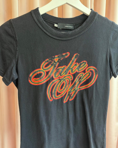 Dsquared² F/W 2004 "Take Off" Black Graphic T-Shirt
