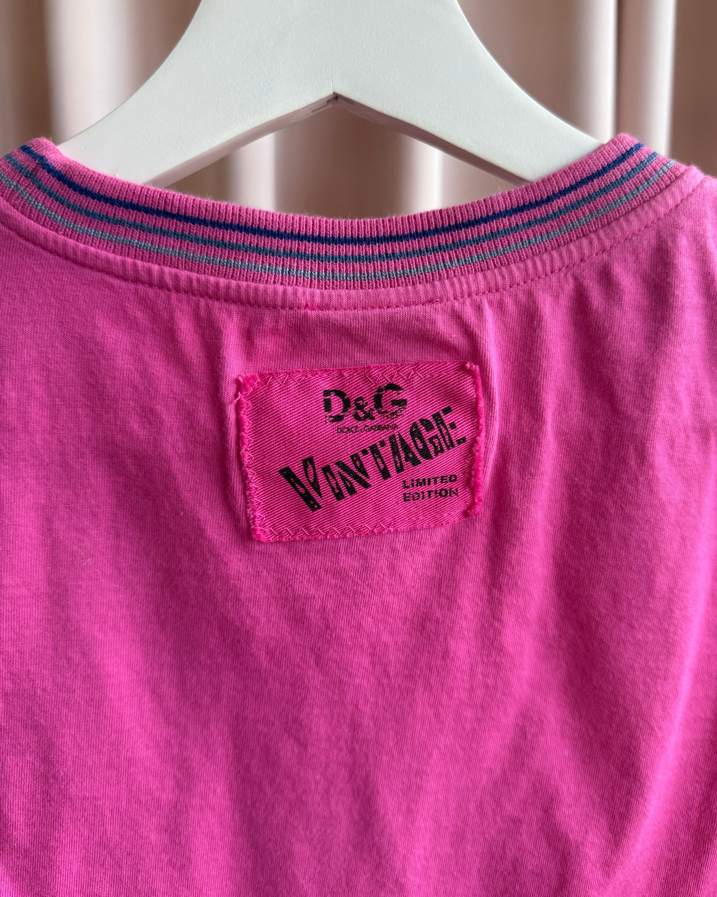 D&G S/S 2005 Batman Graphic Pink Ringer Tank Top