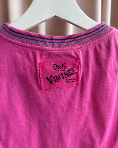 D&G S/S 2005 Batman Graphic Pink Ringer Tank Top