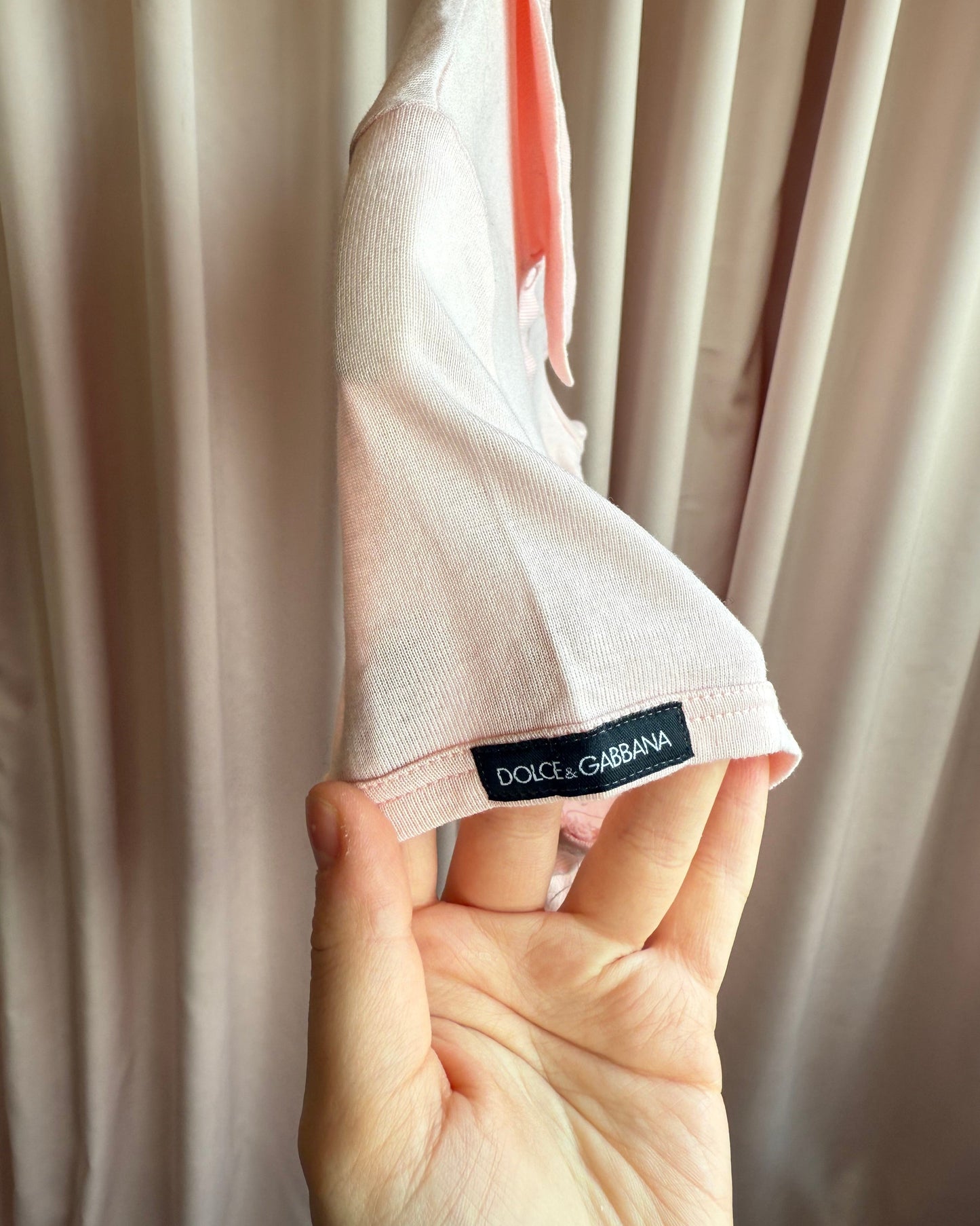 Dolce & Gabbana Baby Pink Cotton Snap Button Short Sleeve Polo Shirt