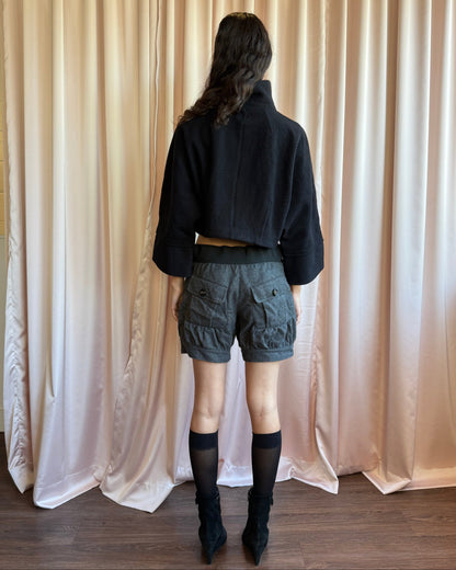 D&G Grey Wool Blend Bubble Shorts