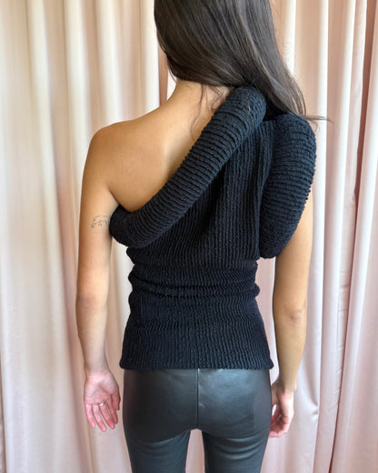 Acne Studios NWT F/W 2024 Black Padded Bouclé-Knit Top