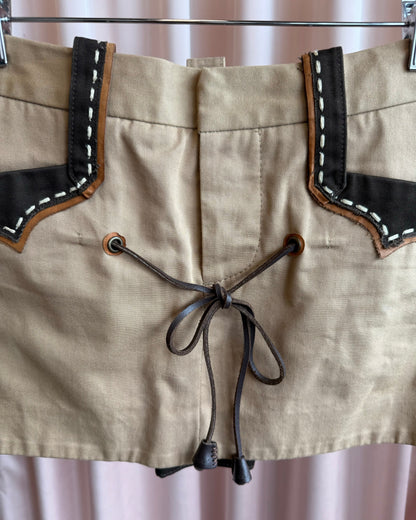 Dsquared² S/S 2006 Leather Lace Khaki Mini Skirt
