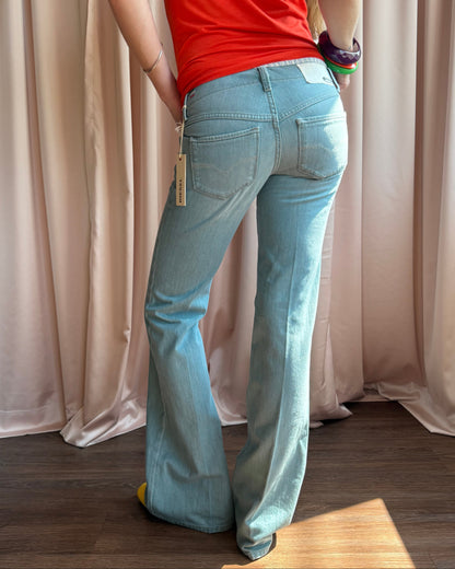Diesel Deadstock "Melty" Light Wash Low Rise Flare Denim