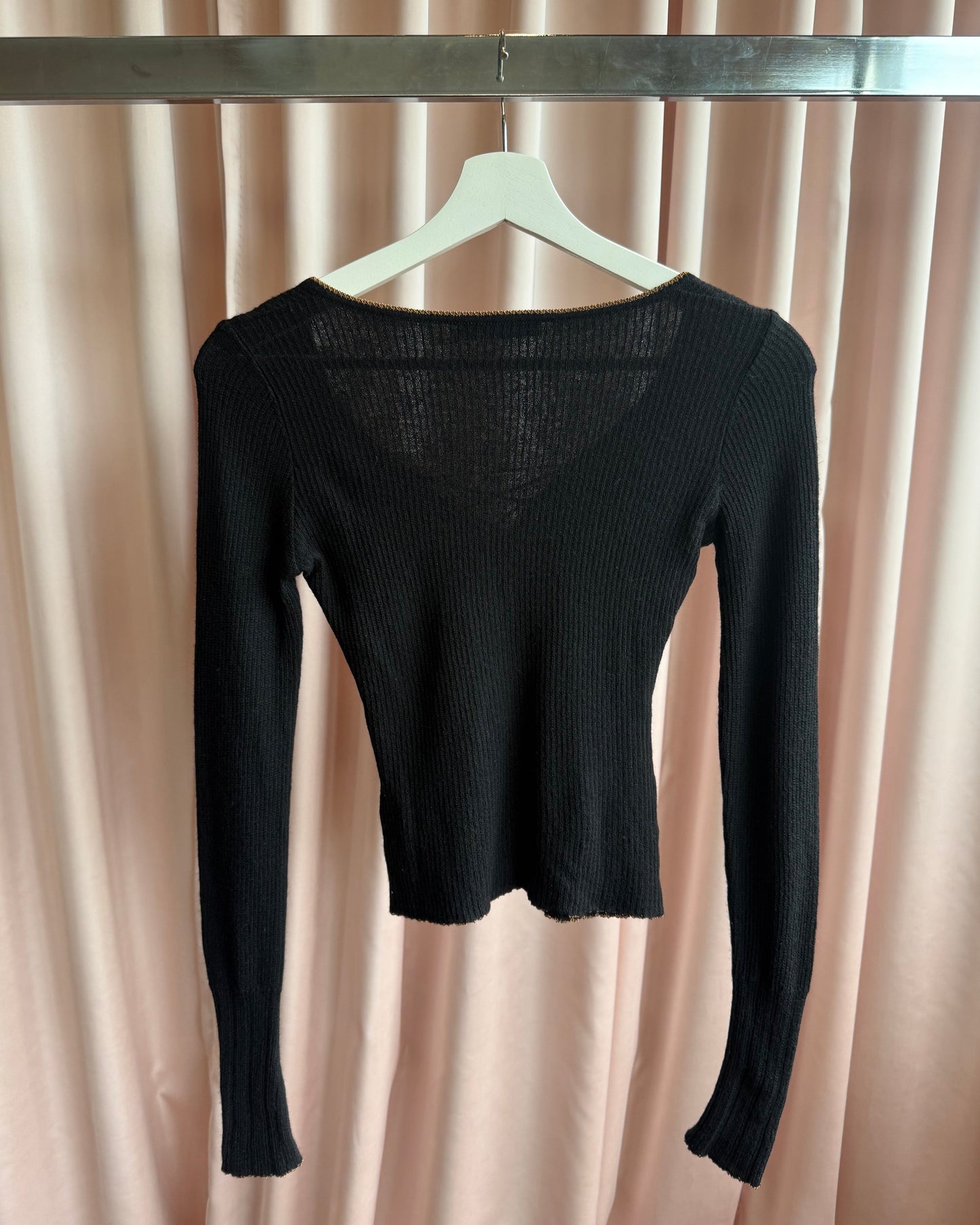 Italian Designer Knit Rosette Long Sleeve Top