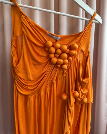 Tsumori Chisato Spherical Draped Orange Tank Mini Dress