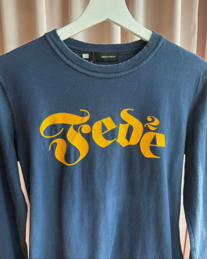 Dsquared² F/W 2005 "Fede²" Graphic Navy Long Sleeve T-Shirt