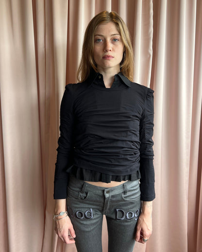 Comme des Garçons tricot 1993 Double Layered Collared Long Sleeve Top