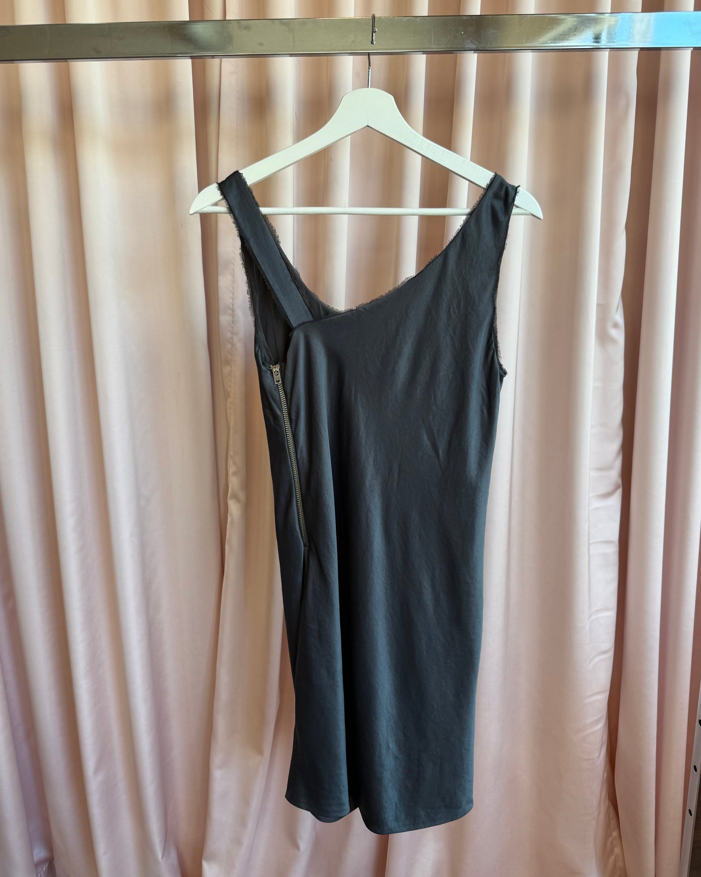 Helmut Lang Charcoal Asymmetrical Tank Dress