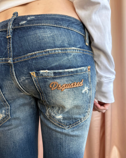 Dsquared² 2013 Distressed Anchor Low Rise Crop Denim