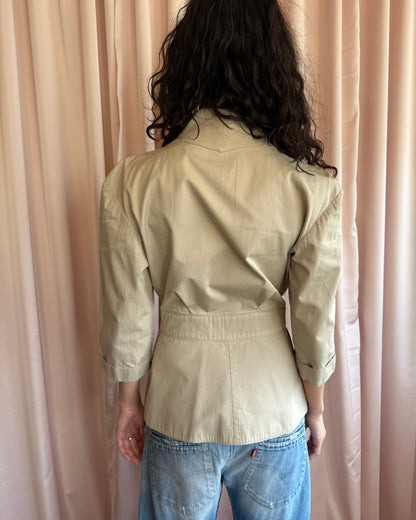 Thierry Mugler Activ 80's Tan Cotton Blazer Jacket