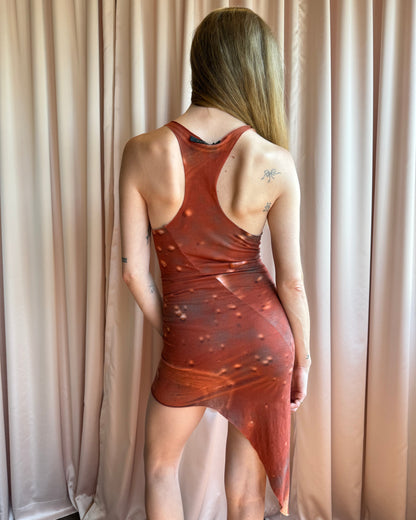 Catorce Asymmetrical Printed Red Tank Dress