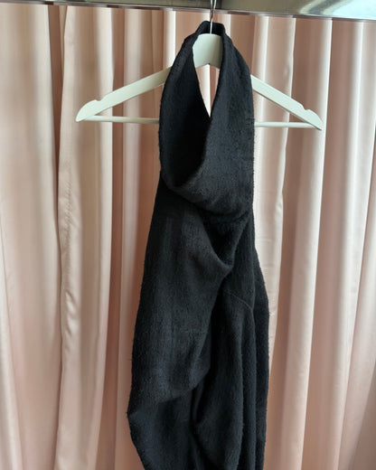 Rick Owens F/W 18 Sisyphus Black Linen & Camel Hair Halter Dress