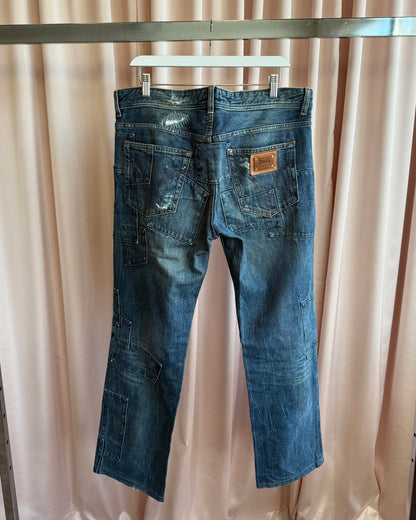 D&G 2000's Distressed Mud Wash Patchwork Denim