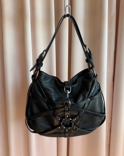 Diesel Black Leather Bondage Harness Handbag