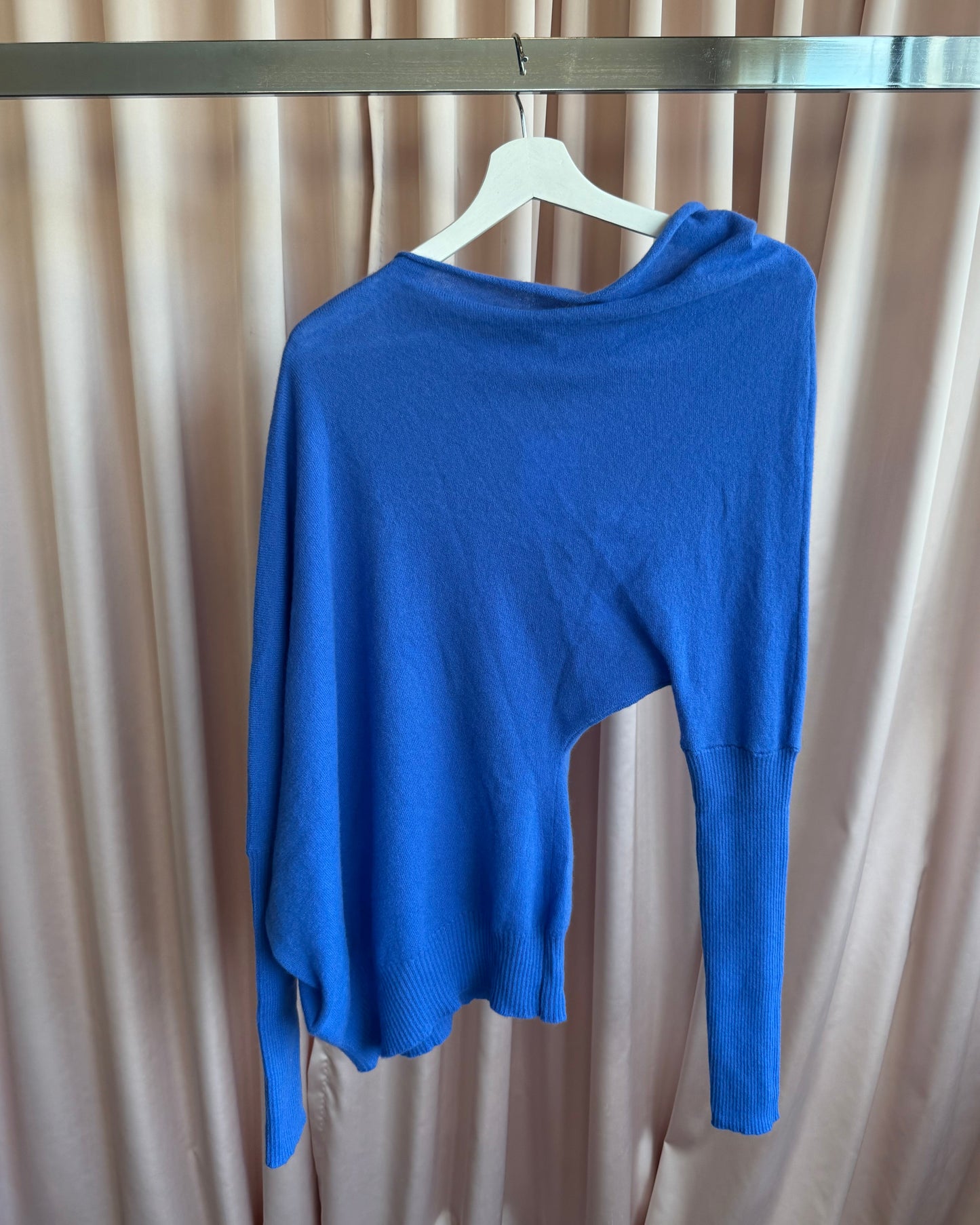 Italian Brand New w/ Tags Wool & Cashmere Royal Blue Asymmetrical Sweater