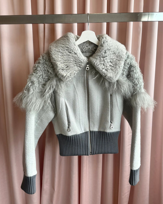 Marc Jacobs Kalgan & Mongolian Lamb Shearling Fur Grey Jacket